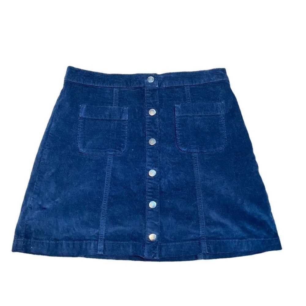 Urban Outfitters Blue Velveteen Button-Front Skirt - Size M